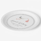 Elegant ooievaars Baby shower Papieren Bordje (Gekanteld)