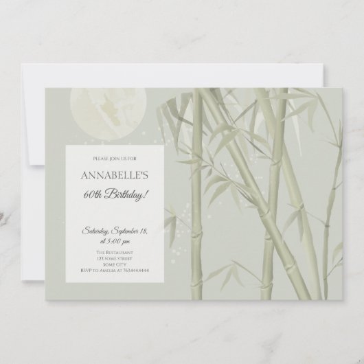 Elegant oosters bamboe 60e verjaardagsfeestje kaart (Voorkant)
