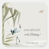 Elegant Oosters Bamboe Crane Verjaardagscadeau Vierkante Sticker (Voorkant)
