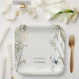 Elegant Oosters Bamboe Kraan Verjaardagsfeest Papieren Bordje