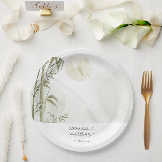 Elegant Oosters Bamboe Kraan Verjaardagsfeest Papieren Bordje (Huwelijk)