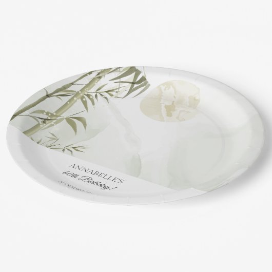 Elegant Oosters Bamboe Kraan Verjaardagsfeest Papieren Bordje (Gekanteld)