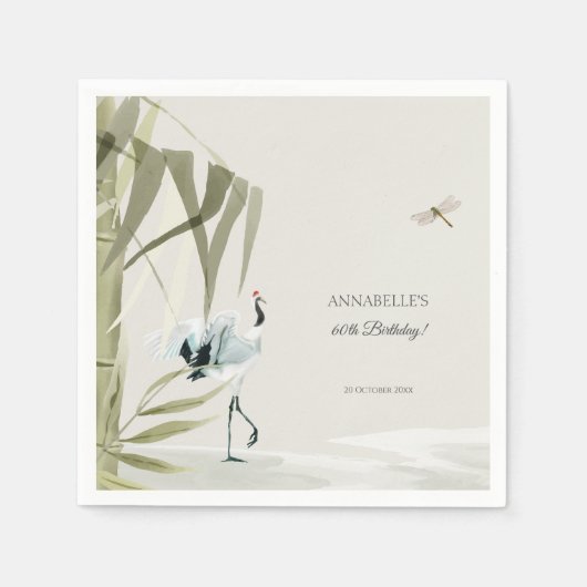 Elegant Oosters Bamboe Kraan Verjaardagsfeest Servet (Voorkant)