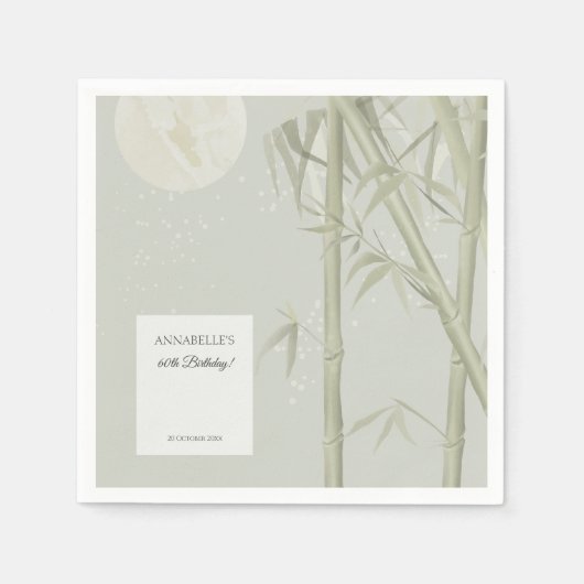 Elegant Oosters Bamboe Verjaardagsfeest Servet (Voorkant)