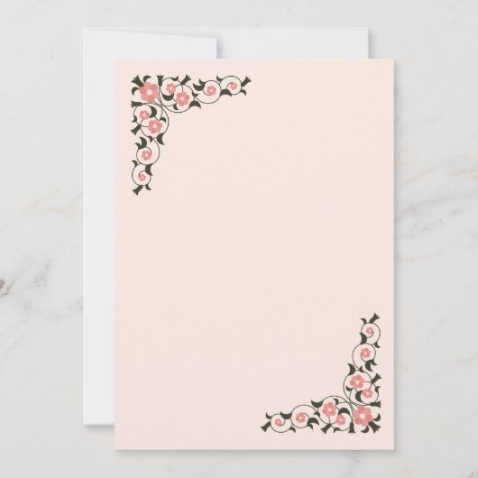 Elegant Oosters Lijst Bloemengrens Bruiloft Kaart (Achterkant)