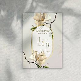 Elegant Oosters Magnolia Bruiloft Save the Date Aankondiging