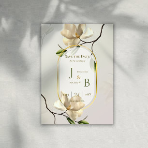 Elegant Oosters Magnolia Bruiloft Save the Date Aankondiging