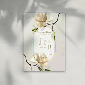 Elegant Oosters Magnolia Bruiloft Save the Date Aankondiging