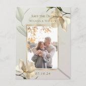 Elegant Oosters Magnolia Bruiloft Save the Date Briefkaart (Voorkant)