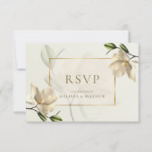 Elegant Oosters Wit Magnolia Bruiloft RSVP Kaart (Voorkant)