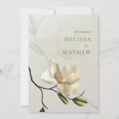 Elegant Oosters Wit Magnolia bruiloft uitnodiging (Achterkant)