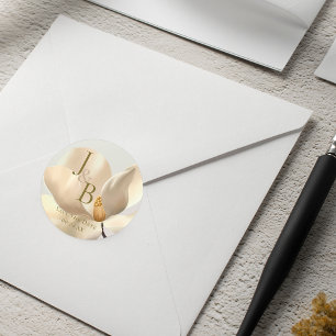 Elegant Oosters Wit Magnolia Save the Date Ronde Sticker