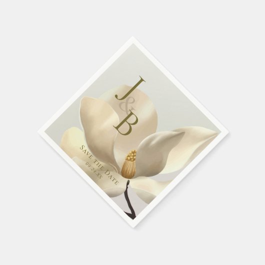 Elegant Oosters Wit Magnolia Save the Date Servet (Hoek)