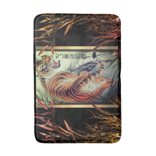 Elegant oostertijger en bamboe elegant badmat (Voorkant Verticaal)