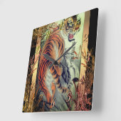 Elegant oostertijger en bamboe elegant vierkante klok (Hoek)