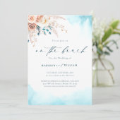 Elegant op het strand Waterverf bruiloft uitnodigi Kaart (Staand voorkant)