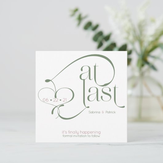 Elegant op laatste Roos Sage opslaan Datum Kaart (Staand voorkant)