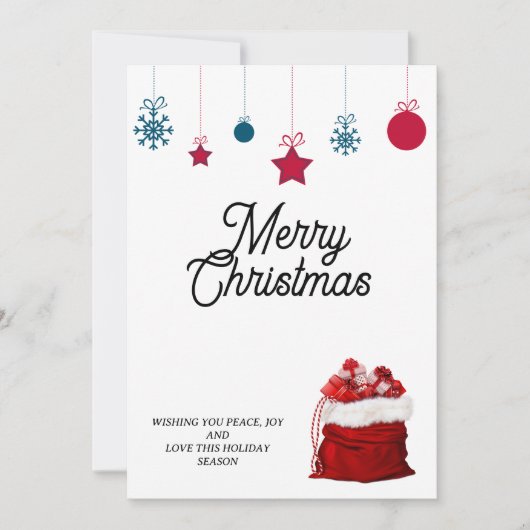 Elegant op Wit en Rood | Prettig Kerstfeest Feestdagenkaart (Voorkant)