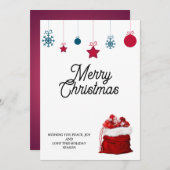 Elegant op Wit en Rood | Prettig Kerstfeest Feestdagenkaart (Voorkant / Achterkant)