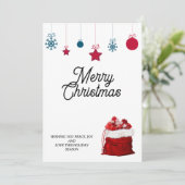 Elegant op Wit en Rood | Prettig Kerstfeest Feestdagenkaart (Staand voorkant)