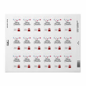 Elegant op wit en rood | vrolijk kerstfeest etiket (Full Sheet)