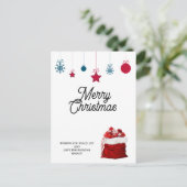 Elegant op wit en rood | vrolijk kerstfeest feestdagenkaart (Staand voorkant)