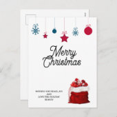 Elegant op wit en rood | vrolijk kerstfeest feestdagenkaart (Voorkant / Achterkant)