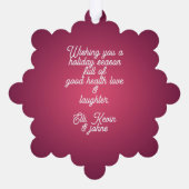 Elegant op wit en rood | vrolijk kerstfeest ornament kaart (Achterkant)