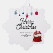 Elegant op wit en rood | vrolijk kerstfeest ornament kaart (Voorkant)