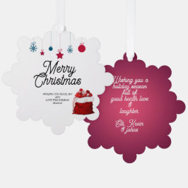 Elegant op wit en rood | vrolijk kerstfeest ornament kaart