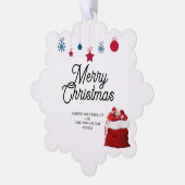 Elegant op wit en rood | vrolijk kerstfeest ornament kaart (Links)