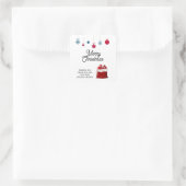 Elegant op wit en rood | vrolijk kerstfeest vierkante sticker (Tas)
