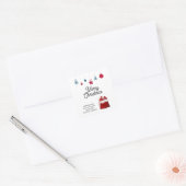 Elegant op wit en rood | vrolijk kerstfeest vierkante sticker (Envelop)