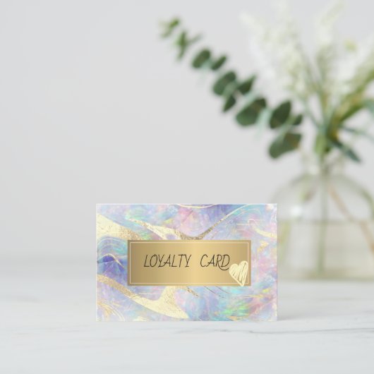 Elegant Opal Gold Lijst Klantenkaartje (Staand voorkant)