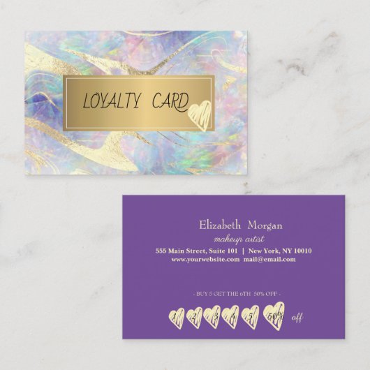 Elegant Opal Gold Lijst Klantenkaartje (Voorkant / Achterkant)