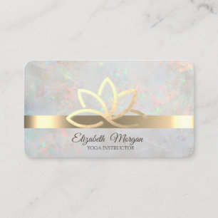 Elegant Opal Holografisch, Gouden Streep, Gouden L Visitekaartje