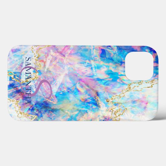 Elegant Opal Holographic Monogram Case-Mate iPhone Case (Achterkant (horizontaal))