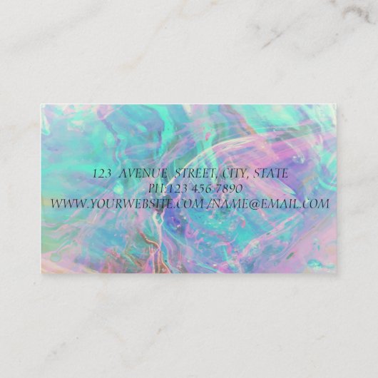 Elegant Opal Silver Glitter Headphone DJ Visitekaartje (Achterkant)