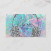 Elegant Opal Silver Glitter Headphone DJ Visitekaartje (Voorkant)