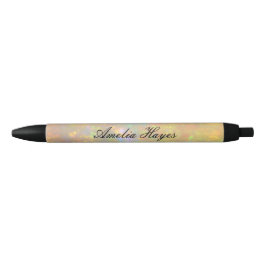 Elegant Opal Stone Texture Modern Script Custom Zwarte Inkt Pen