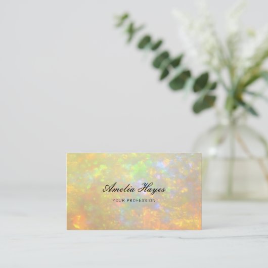 Elegant Opal Stone Texture Modern Script Visitekaartje (Staand voorkant)