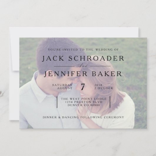 Elegant Opaque Photo Overlay Wedding Invite Kaart (Voorkant)