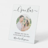 Elegant Open Bar - Aangepaste foto-bruiloft Reclamebord Met Voetstuk (Voorkant)