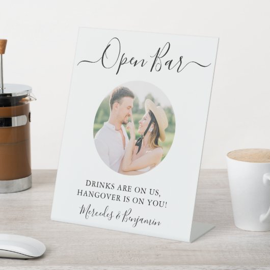 Elegant Open Bar - Aangepaste foto-bruiloft Reclamebord Met Voetstuk (Insitu)
