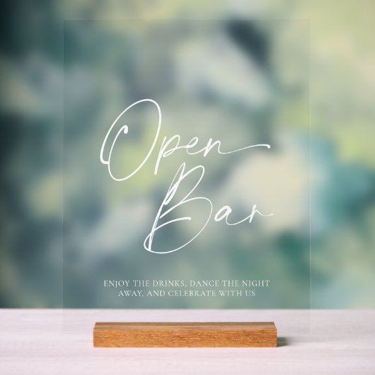Elegant open bar acryl teken bord (Neutraal)