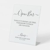 Elegant Open Bar Calligraphy Personalized Wedding Reclamebord Met Voetstuk (Voorkant)