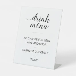 Elegant Open Bar Drink Menu Wedding Reclamebord Met Voetstuk