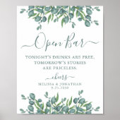 Elegant Open Bar Eucalyptus Persoonlijk huwelijk Poster (Voorkant)