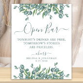 Elegant Open Bar Eucalyptus Persoonlijk huwelijk Poster