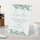 Elegant Open Bar Eucalyptus Persoonlijk huwelijk Reclamebord Met Voetstuk (Insitu)